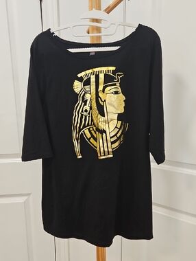 ROM Long Sleeve Dress with Gold Egyptian Motif
